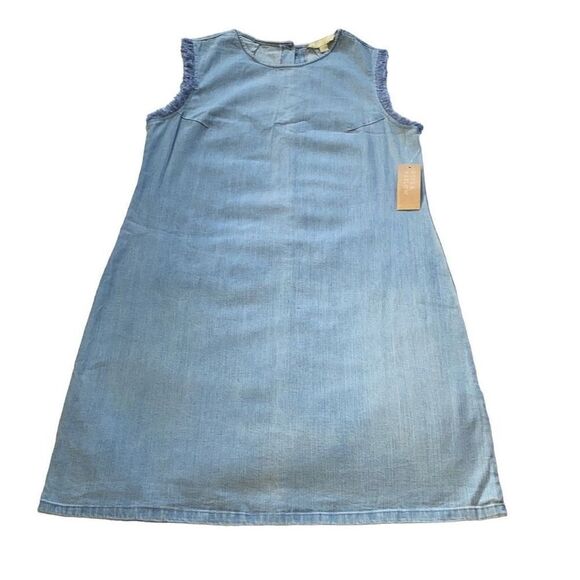 Hope&Harlow NWT Chambray Denim Dress Fringe Coastal Cowgirl Phoebe Buffay Sz 4 - Picture 3 of 11